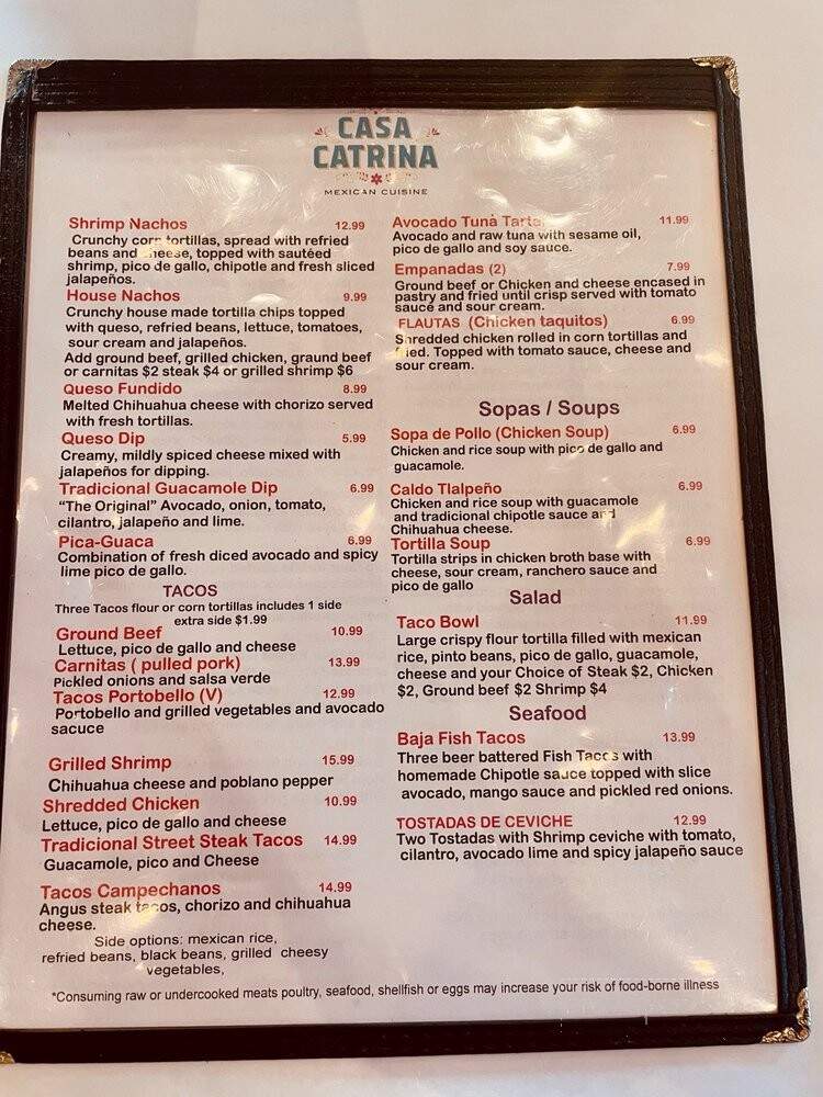 Casa Catrina - Macungie, PA menu_pic
