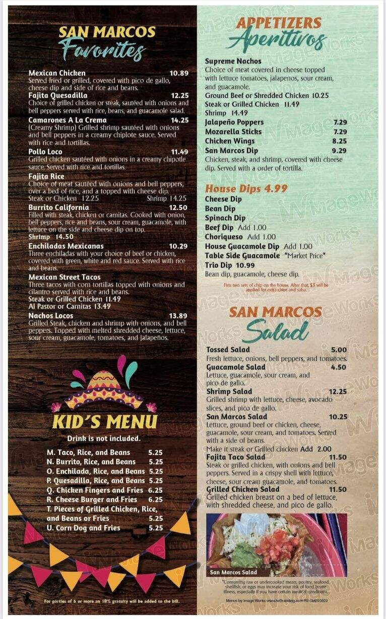 San Marcos Mex Grill & Cantina - Crawfordville, FL menu_pic
