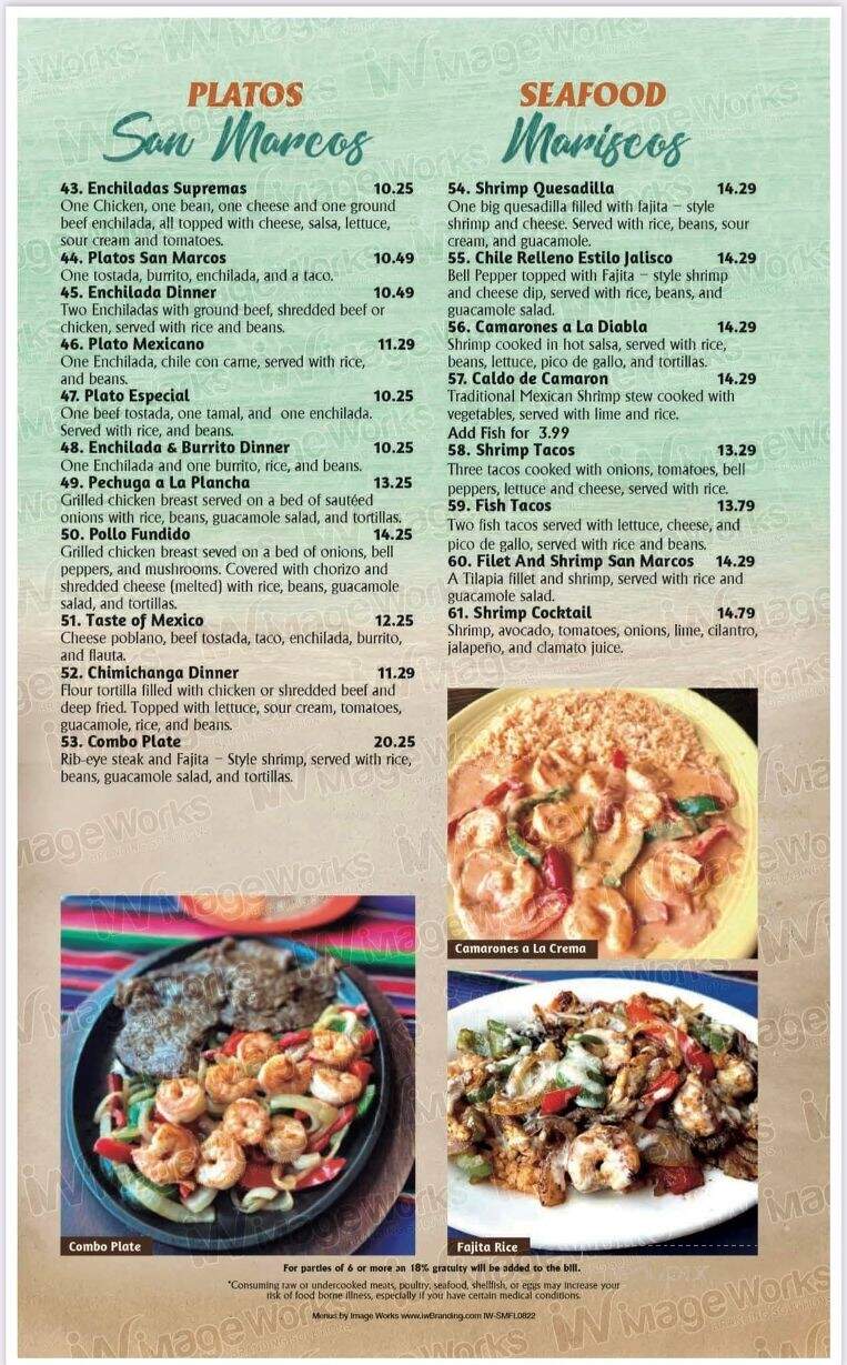 San Marcos Mex Grill & Cantina - Crawfordville, FL menu_pic
