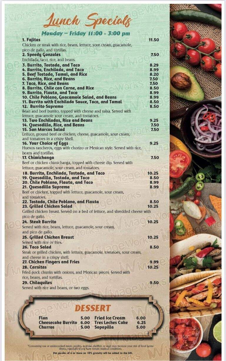 San Marcos Mex Grill & Cantina - Crawfordville, FL menu_pic