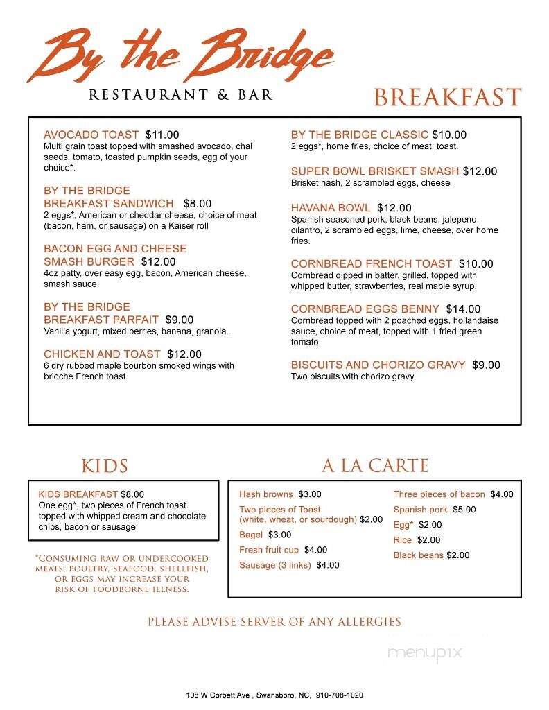 By the Bridge - Swansboro, NC menu_pic
