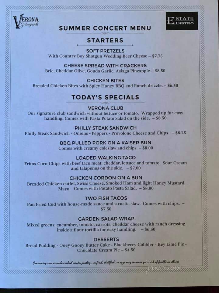 Verona Vineyards - Verona, KY menu_pic