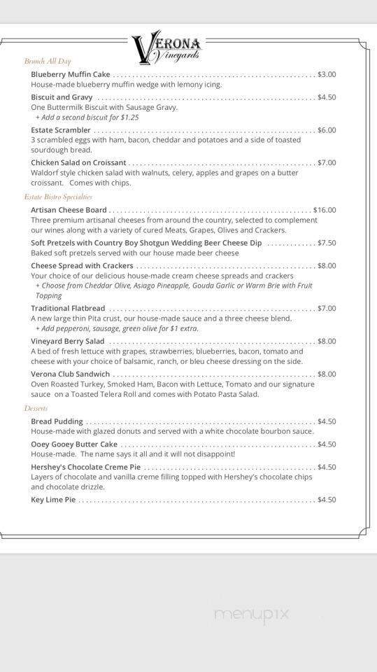 Verona Vineyards - Verona, KY menu_pic