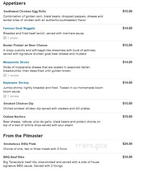 Drunken Goat Saloon - Miramar Beach, FL menu_pic