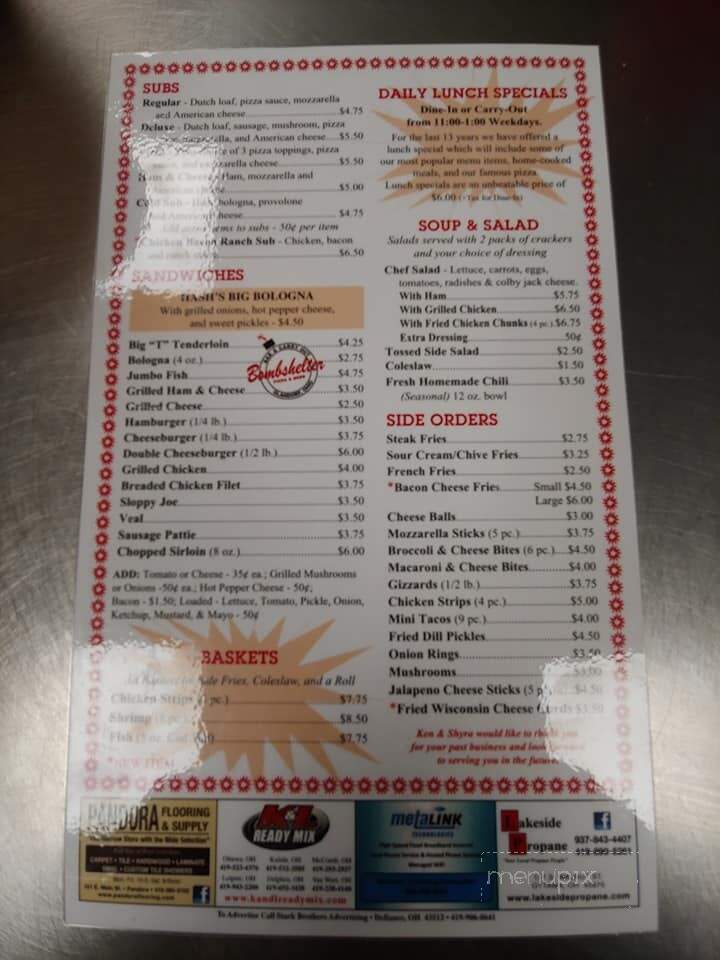 Bomb Shelter Carry Out & Bar - Glandorf, OH menu_pic