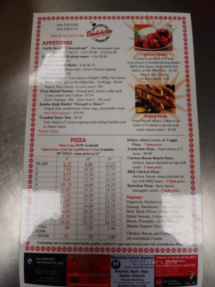 Bomb Shelter Carry Out & Bar - Glandorf, OH menu_pic