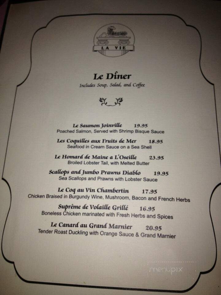 Menu of La Vie in Rosemead, CA 91770