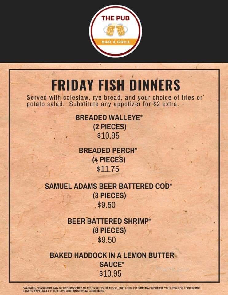 The Pub - Waupaca, WI menu_pic
