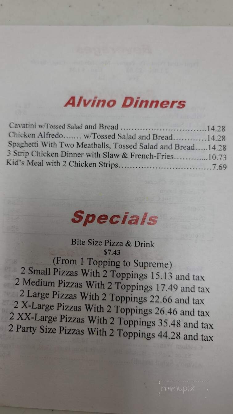 Alvino Pizza - Dyersburg, TN menu_pic