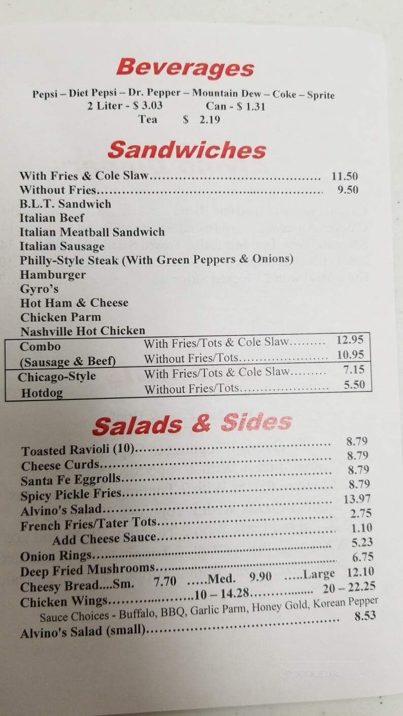 Alvino Pizza - Dyersburg, TN menu_pic