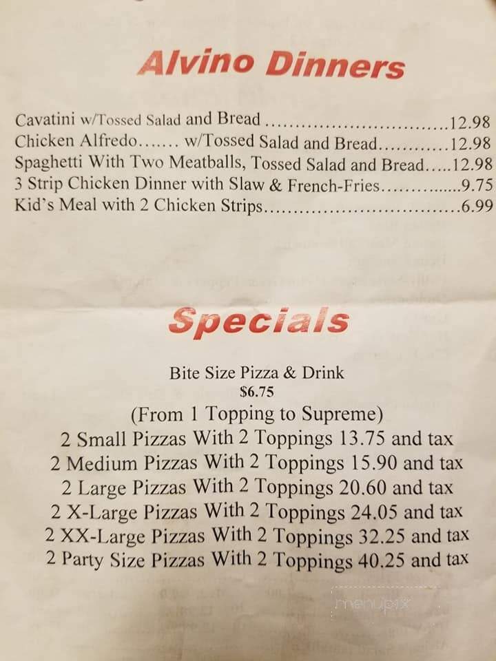 Alvino Pizza - Dyersburg, TN menu_pic