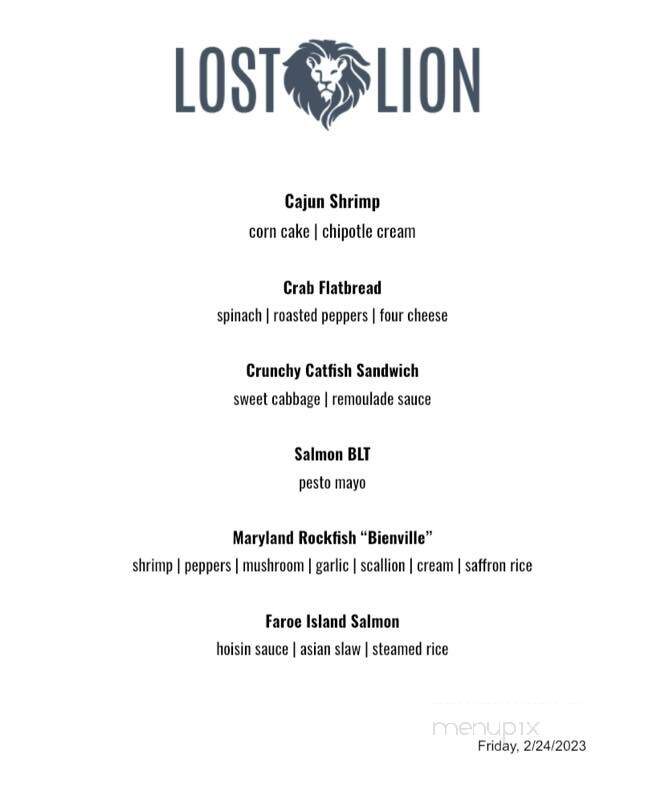 Lost Lion - Westminster, MD menu_pic