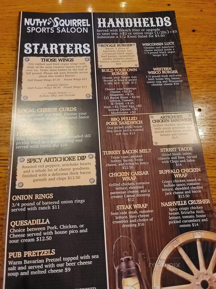 Nutty Squirrel Sports Saloon - River Falls, WI menu_pic