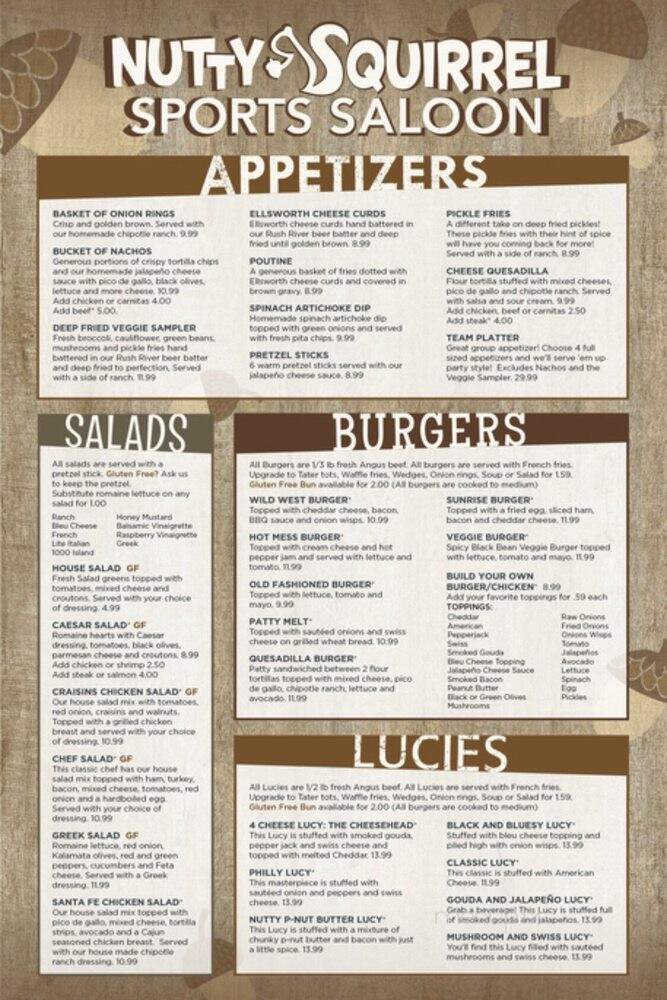 Nutty Squirrel Sports Saloon - River Falls, WI menu_pic