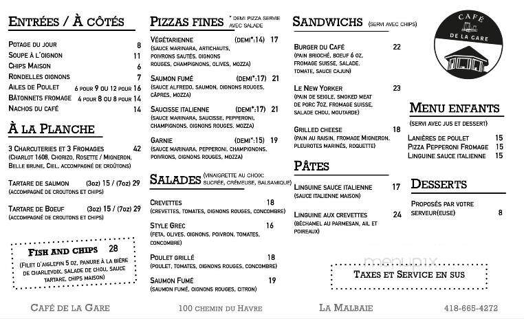 Restaurant Cafe De La Gare - La Malbaie, QC menu_pic