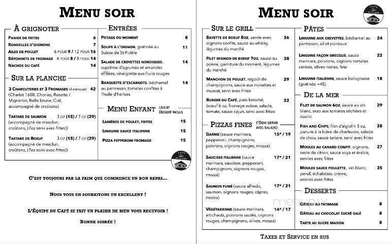 Restaurant Cafe De La Gare - La Malbaie, QC menu_pic