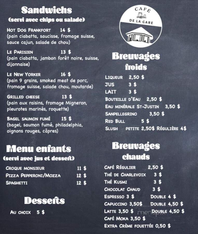 Restaurant Cafe De La Gare - La Malbaie, QC menu_pic
