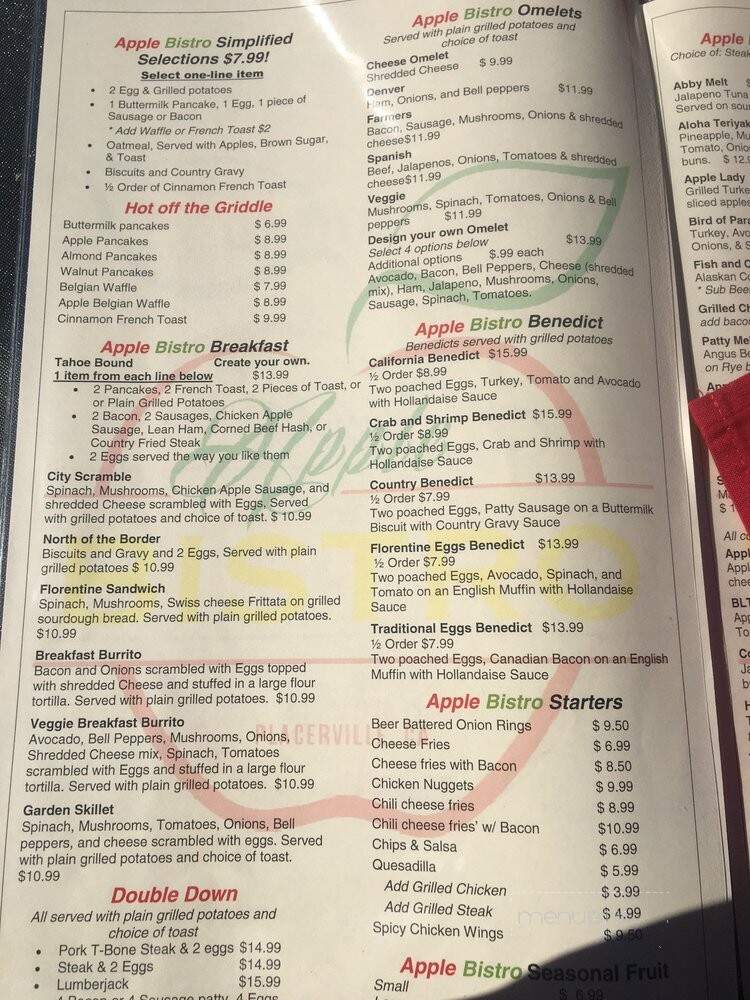 Apple Cafe - Placerville, CA menu_pic
