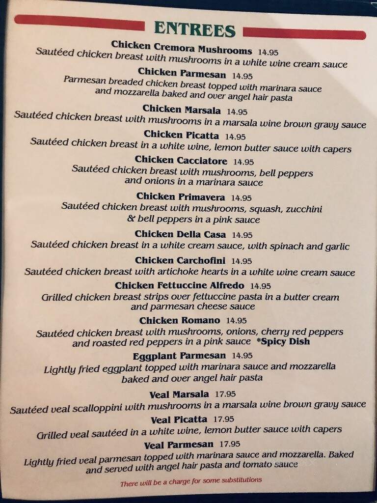 Joe's Italian Ristorante - Ponchatoula, LA menu_pic