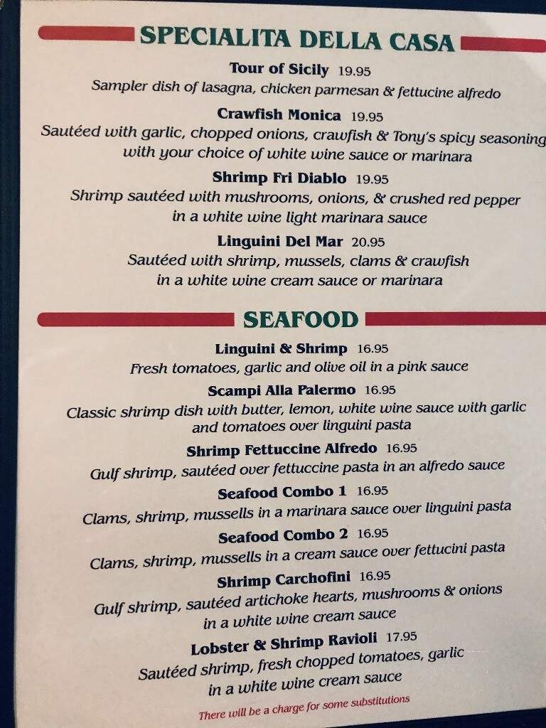 Joe's Italian Ristorante - Ponchatoula, LA menu_pic