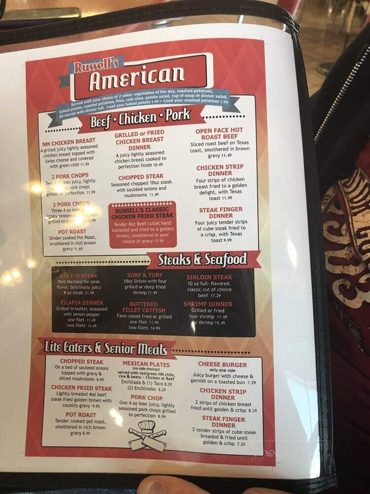 Russell's Restaurant - Springer, NM menu_pic