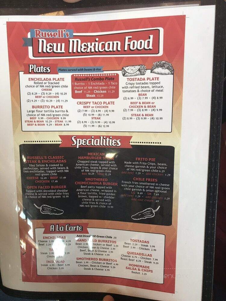 Russell's Restaurant - Springer, NM menu_pic