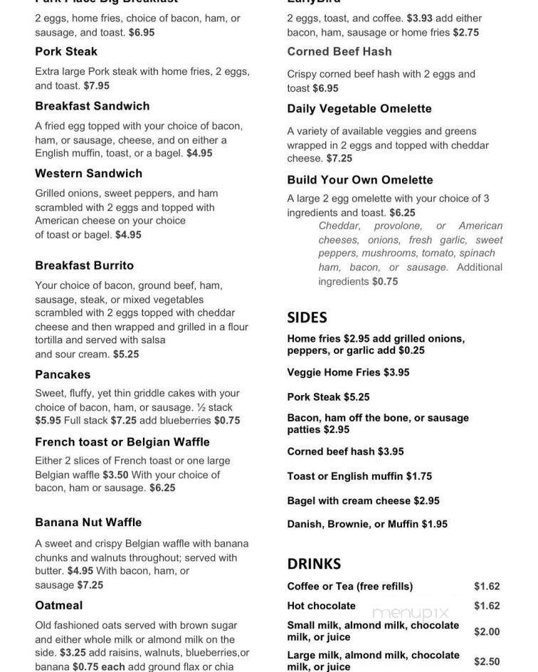 Park Place Restaurant - Olcott, NY menu_pic
