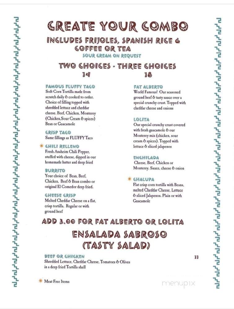 El Comedor Mexican Restaurant - Great Falls, MT menu_pic