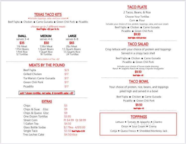 Texas Taco Kitchen - Liberty Hill, TX menu_pic