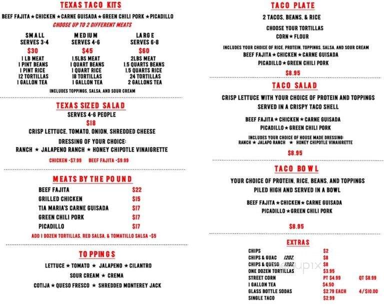 Texas Taco Kitchen - Liberty Hill, TX menu_pic