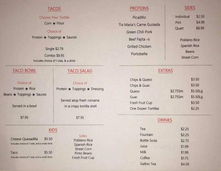 Texas Taco Kitchen - Liberty Hill, TX menu_pic
