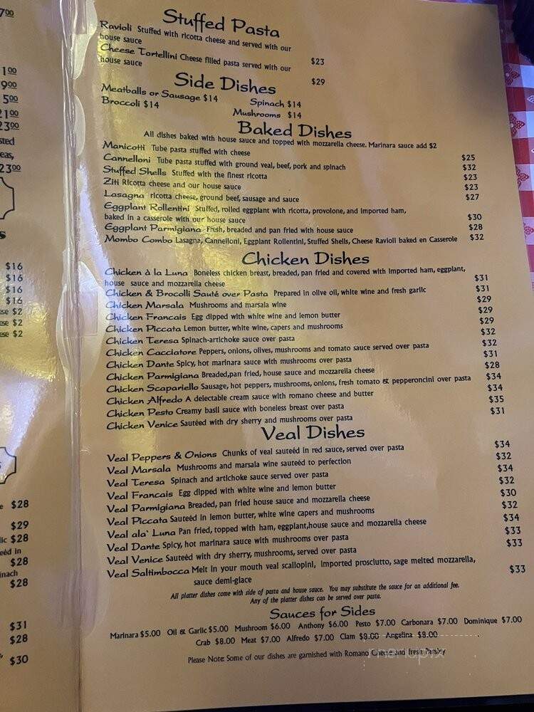 Luna Risorante - Venice, FL menu_pic