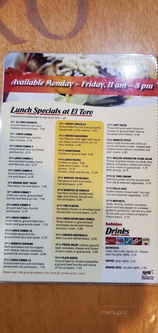El Toro - Gulf Shores, AL menu_pic