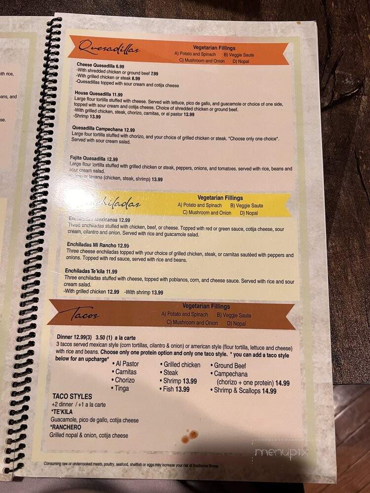 Te'Kila Mexican Grill & Bar - Vermilion, OH menu_pic