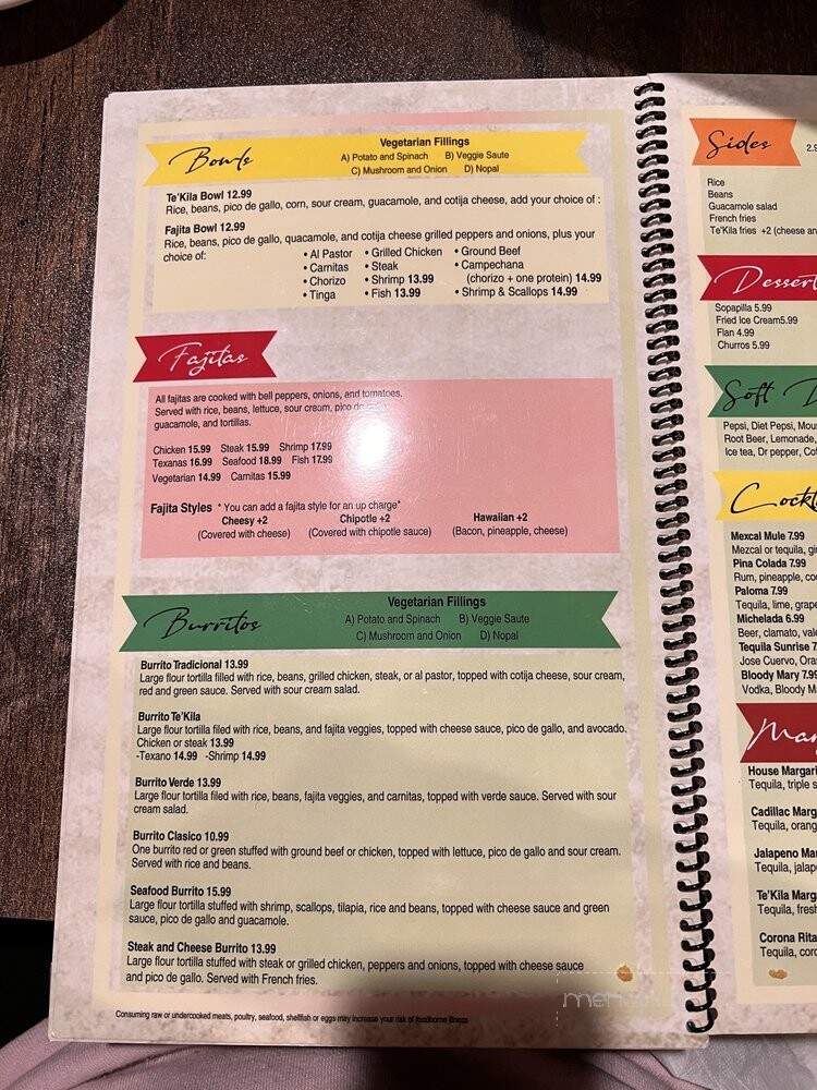 Te'Kila Mexican Grill & Bar - Vermilion, OH menu_pic