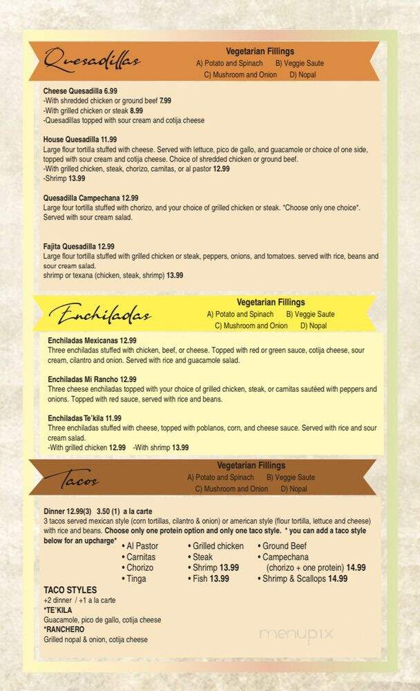 Te'Kila Mexican Grill & Bar - Vermilion, OH menu_pic