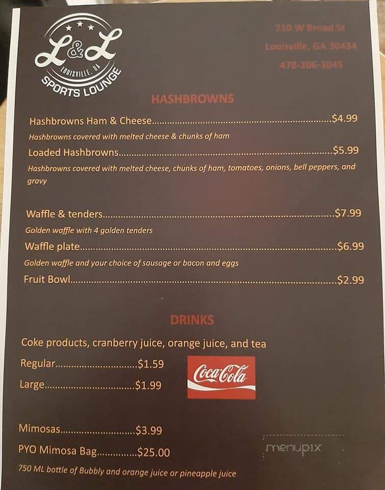 L&L Sports Lounge - Louisville, GA menu_pic