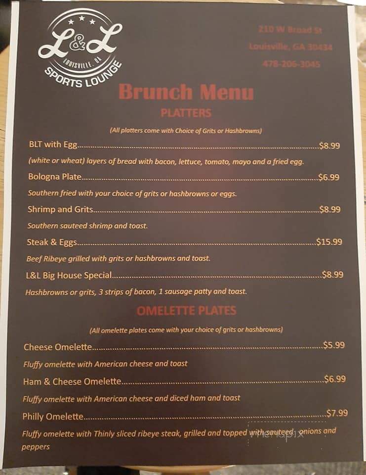 L&L Sports Lounge - Louisville, GA menu_pic