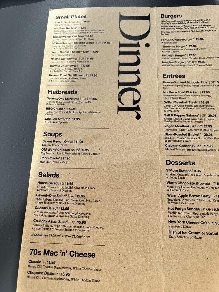 SeventyOne - Snowbird, UT menu_pic