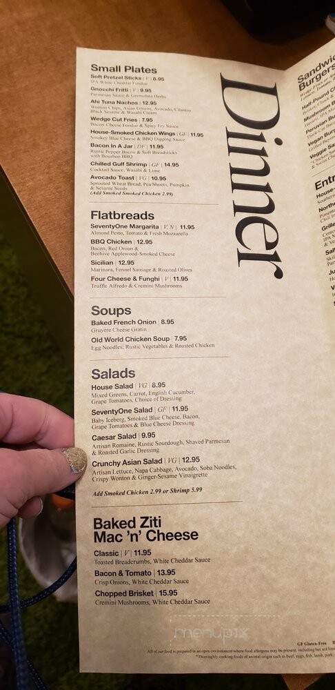 SeventyOne - Snowbird, UT menu_pic
