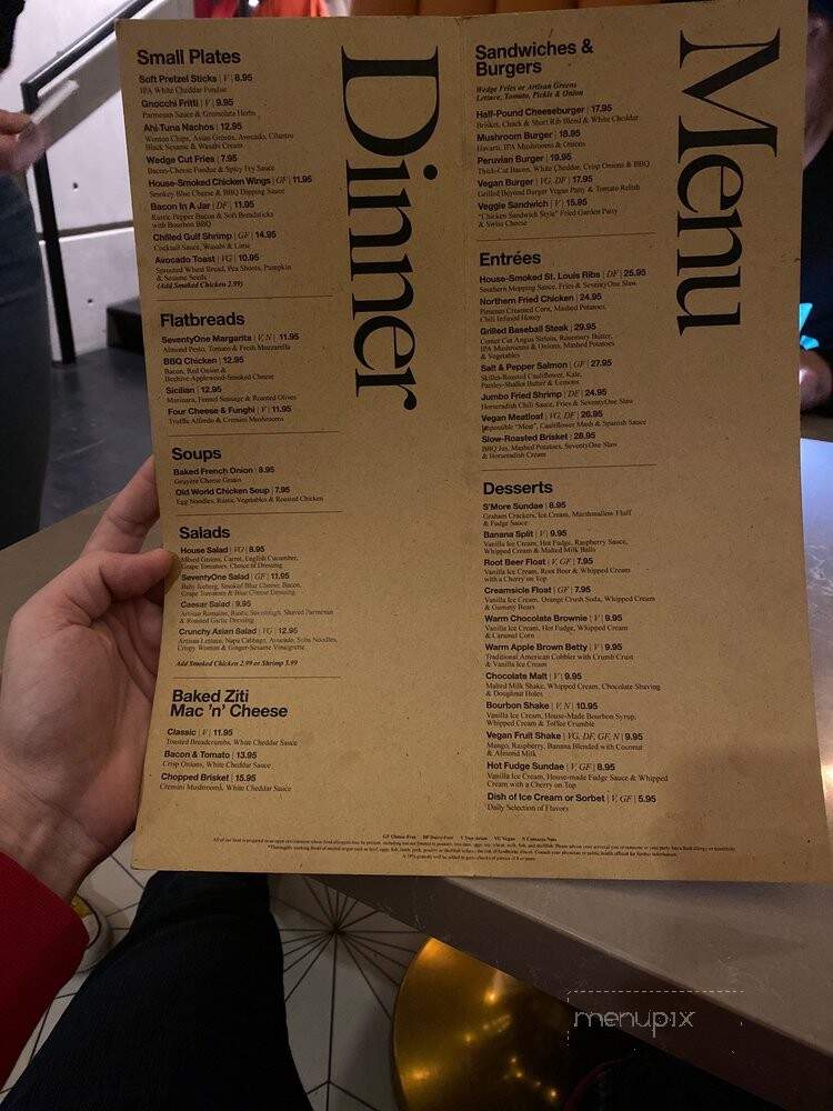 SeventyOne - Snowbird, UT menu_pic