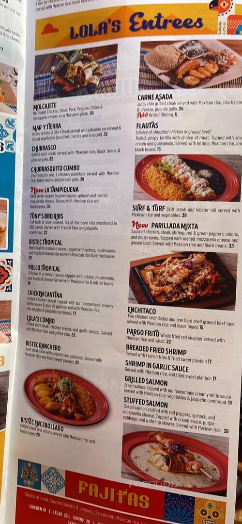 Lola's Tex-Mex Restaurant - Andover, NJ menu_pic