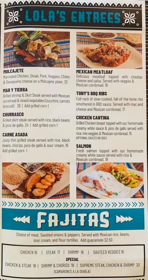 Lola's Tex-Mex Restaurant - Andover, NJ menu_pic