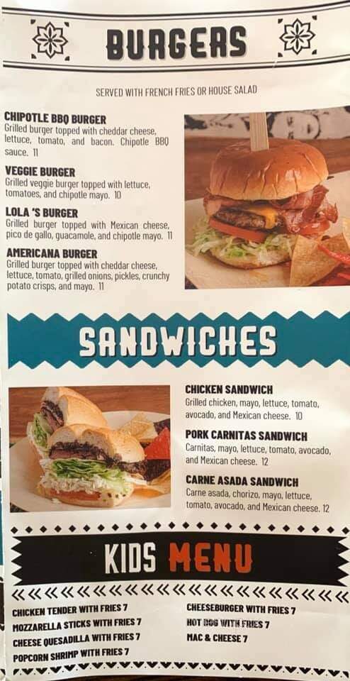 Lola's Tex-Mex Restaurant - Andover, NJ menu_pic