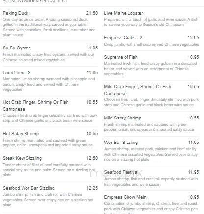 Young's Garden Chinese Restaurant - Kenner, LA menu_pic
