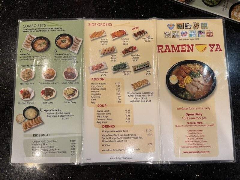 Ramenya - Kahului, HI menu_pic
