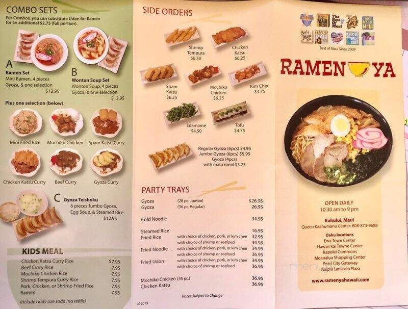 Ramenya - Kahului, HI menu_pic