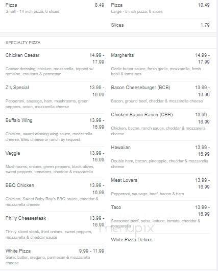 Zeiderelli's Pizza & Subs - Duncannon, PA menu_pic