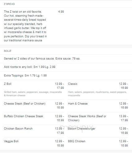 Zeiderelli's Pizza & Subs - Duncannon, PA menu_pic