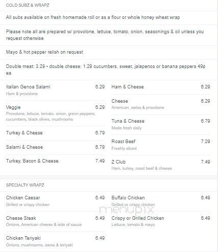 Zeiderelli's Pizza & Subs - Duncannon, PA menu_pic